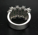 Vintage 18k White Gold Plated CZ and Faux Turquoise Ring - Size 8