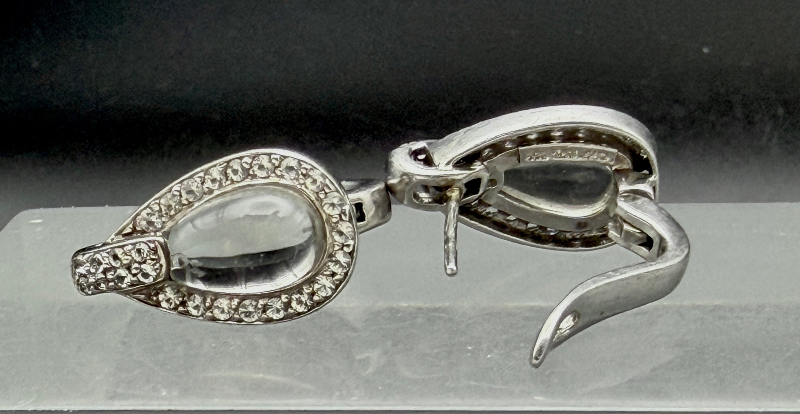 Vintage Sterling Silver Rock Crystal and Zircon Earrings