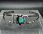 Vintage Handmade Turquoise Sterling Silver Cuff Bracelet