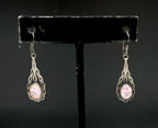 Vintage Pink Uranium Glass Sterling Silver Dangle Earrings