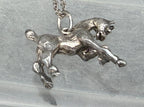 Vintage Sterling Silver Bucking Bronco Horse Pendant Chain Necklace - 16"