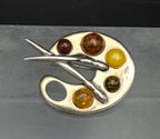 Vintage Sterling Silver and Amber Artist's Palette Brooch