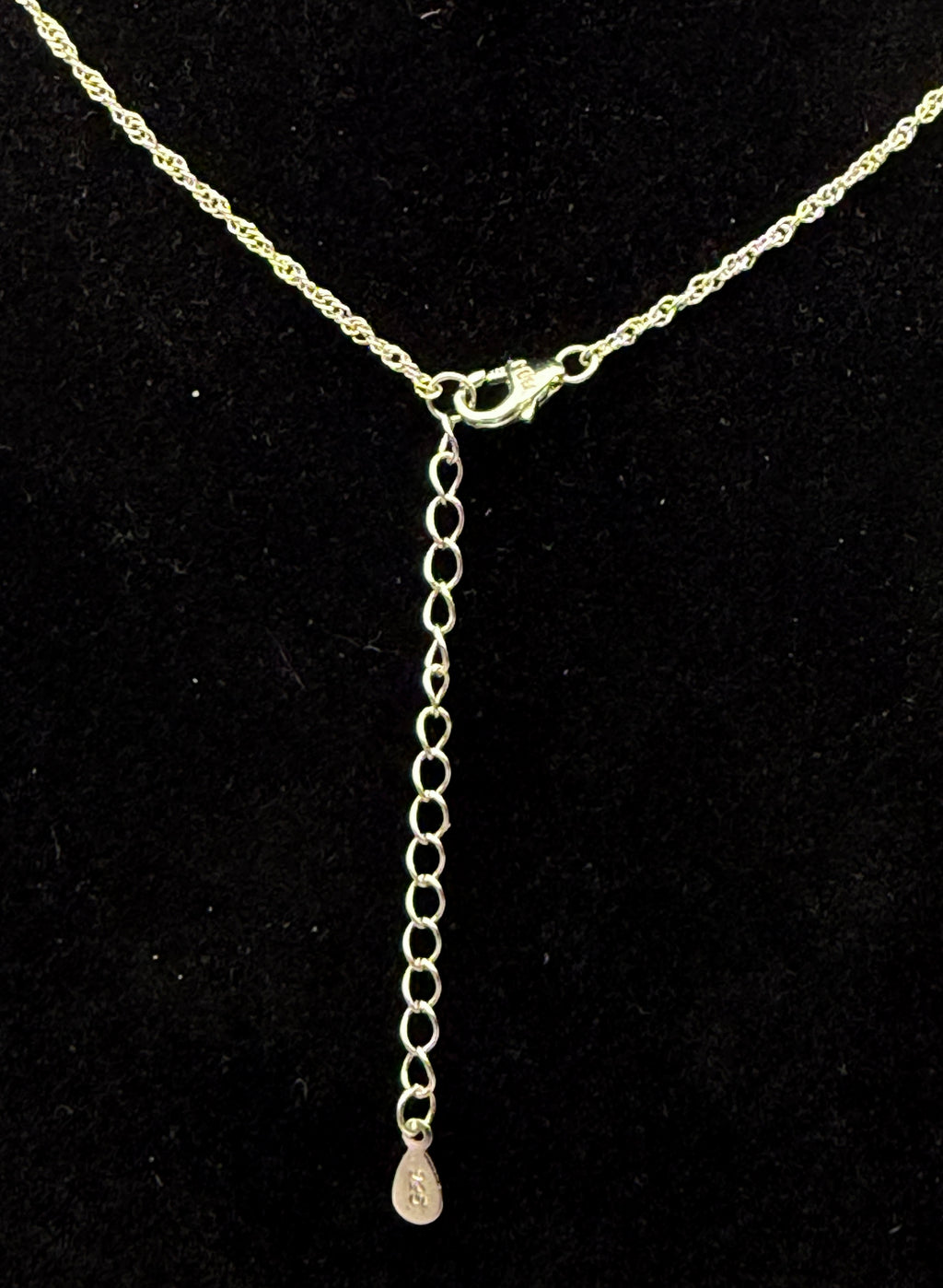 Vintage Large Synthetic Ruby Pendant Sterling Silver Chain Necklace