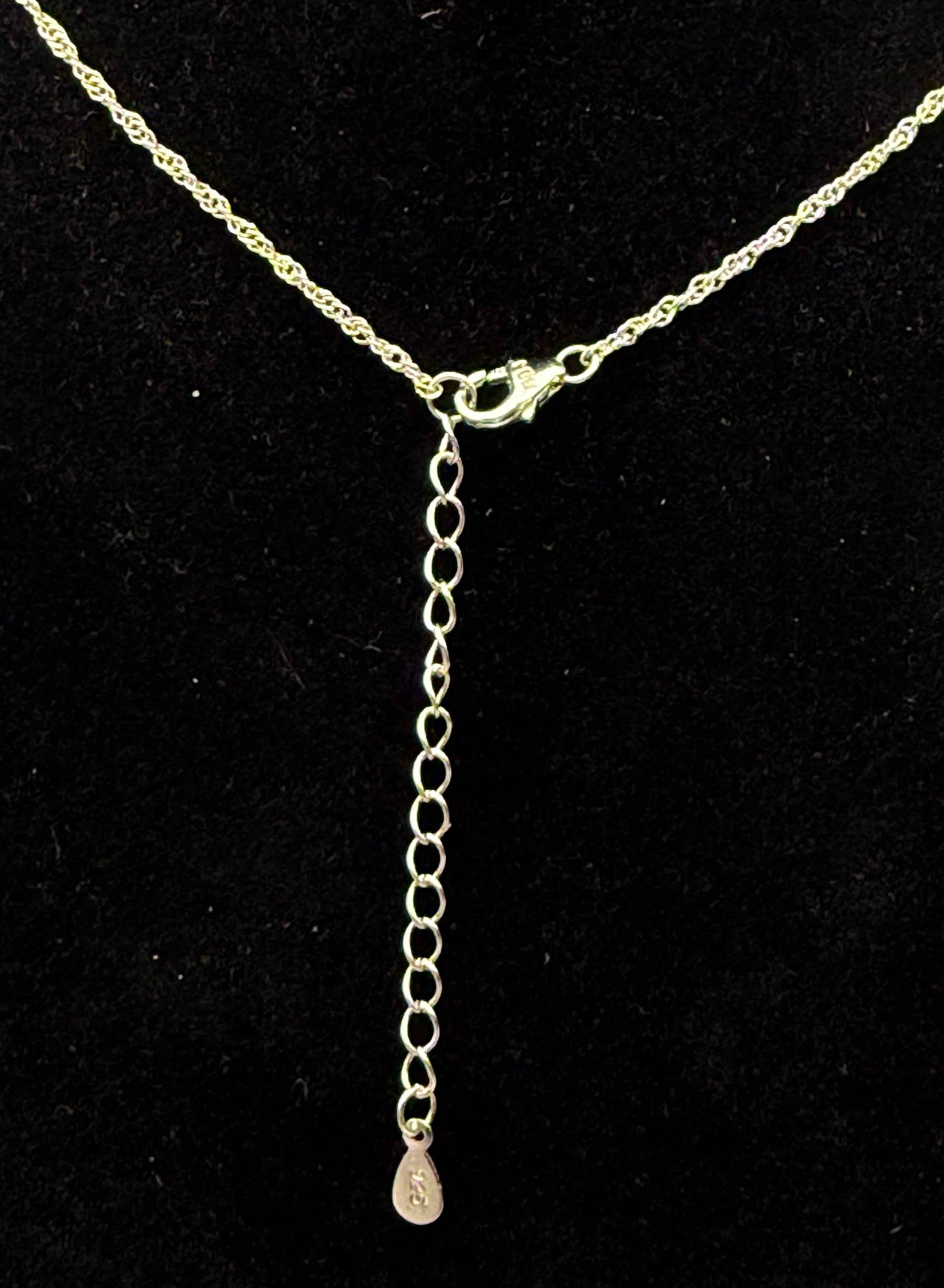 Vintage Large Synthetic Ruby Pendant Sterling Silver Chain Necklace