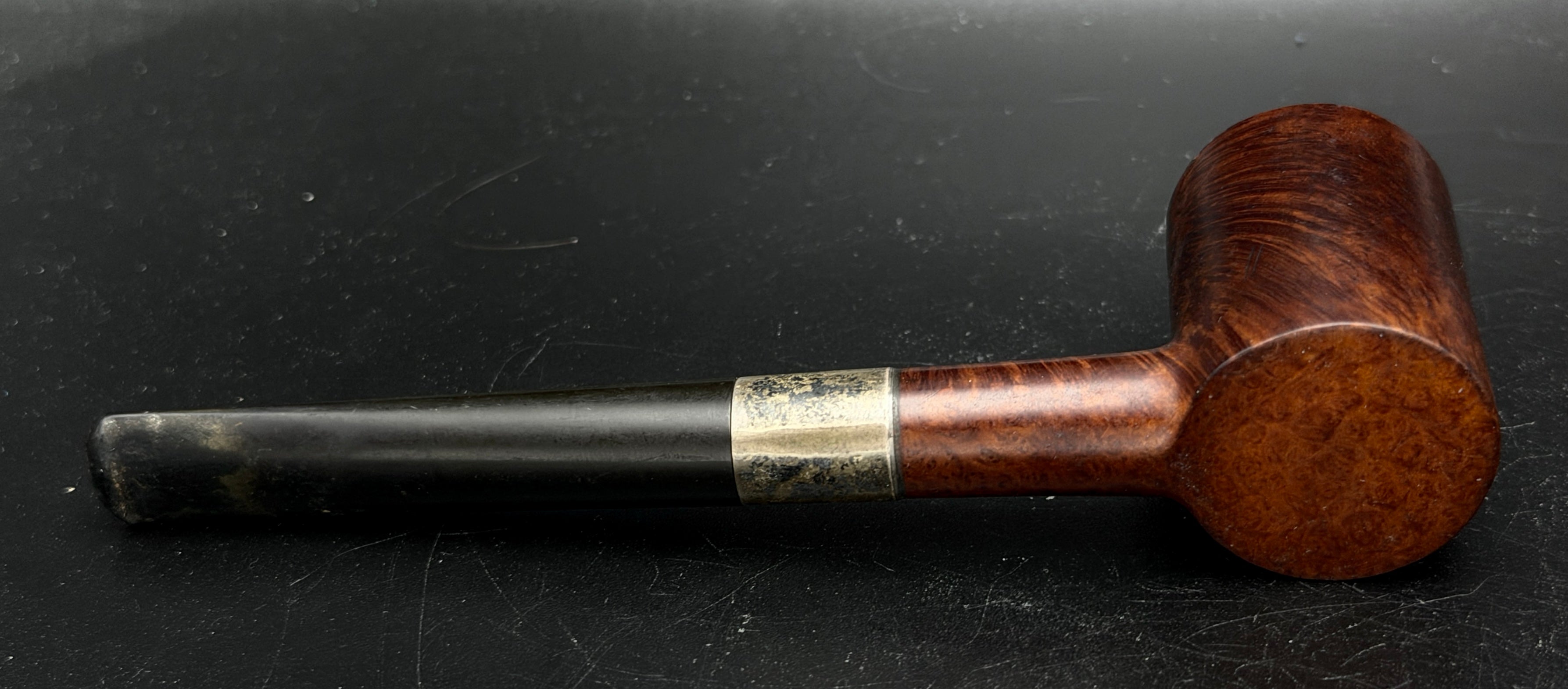 Loewe & Co. - Vintage Poker Style Smoking Pipe with Sterling Silver Band