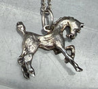 Vintage Sterling Silver Bucking Bronco Horse Pendant Chain Necklace - 16"