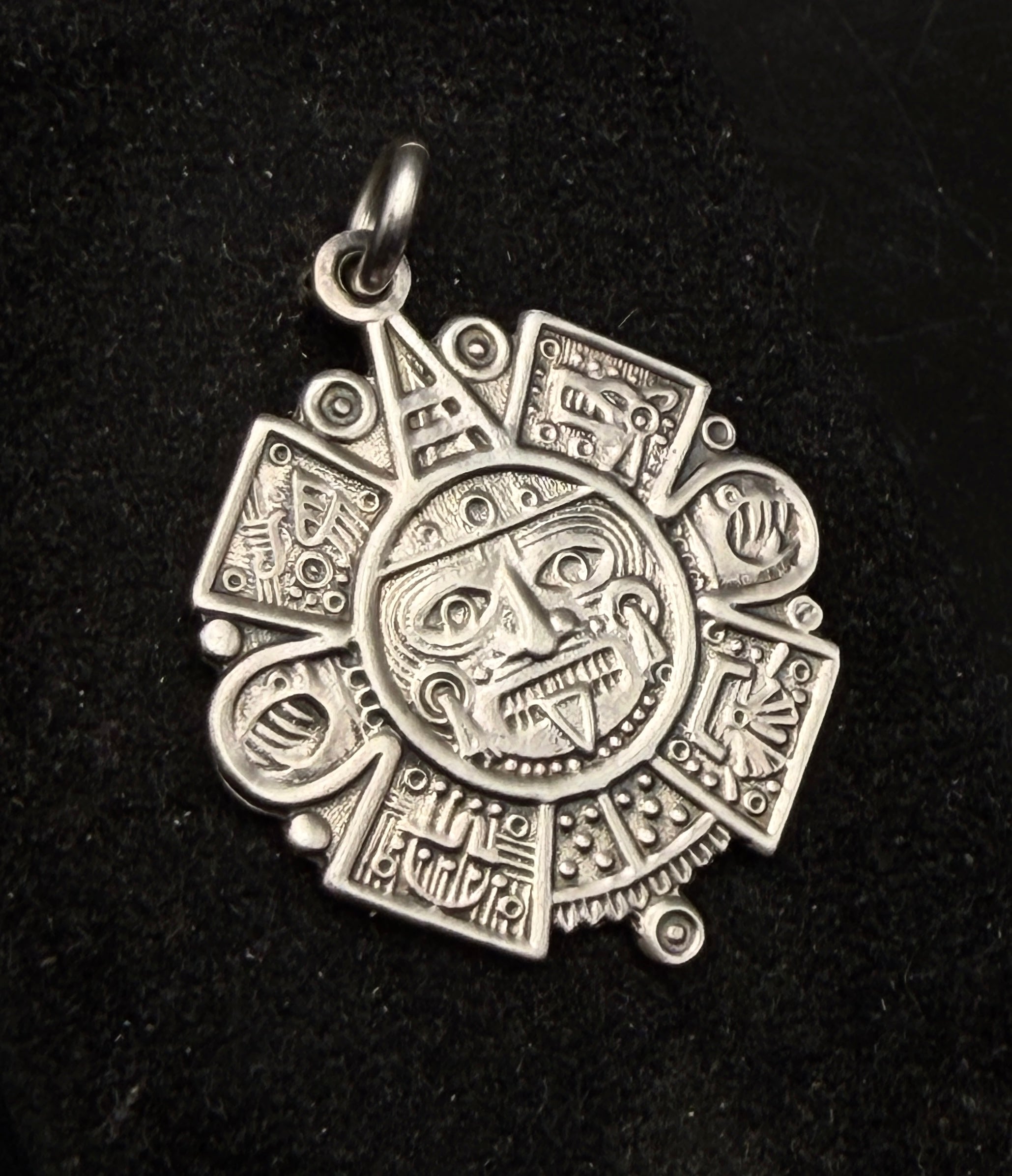 Vintage 950 Silver Aztec Calendar Pendant