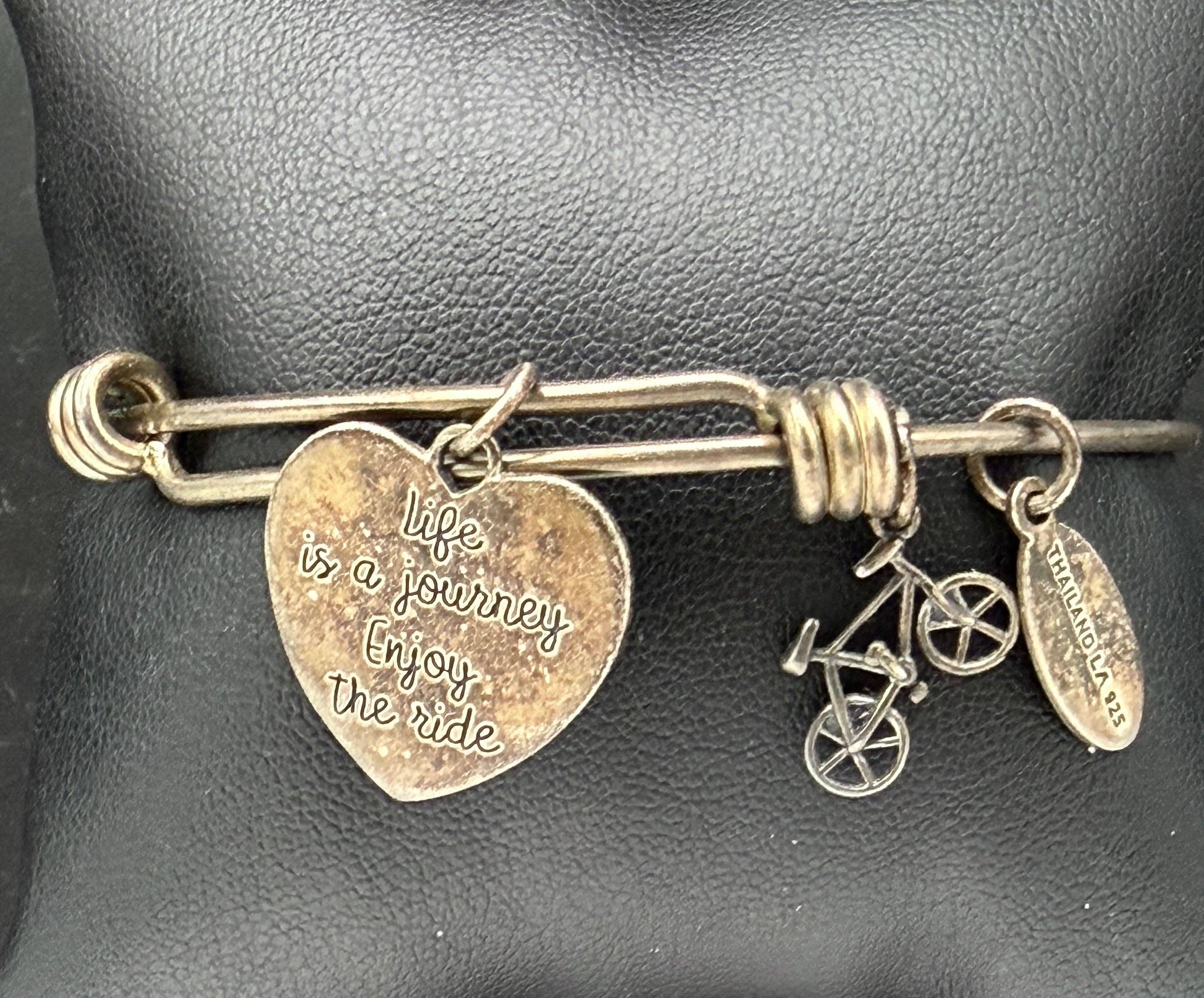 Extraordinary Life - Vintage Bicycle Charms Sterling Silver Adjustable Bangle