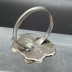 Vintage Handmade Green Turquoise Sterling Silver Abstract Ring - Size 8.5