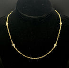 Judith Ripka- Vintage Gold Tone Sterling Silver CZ Station Chain Necklace - 18 + 2"