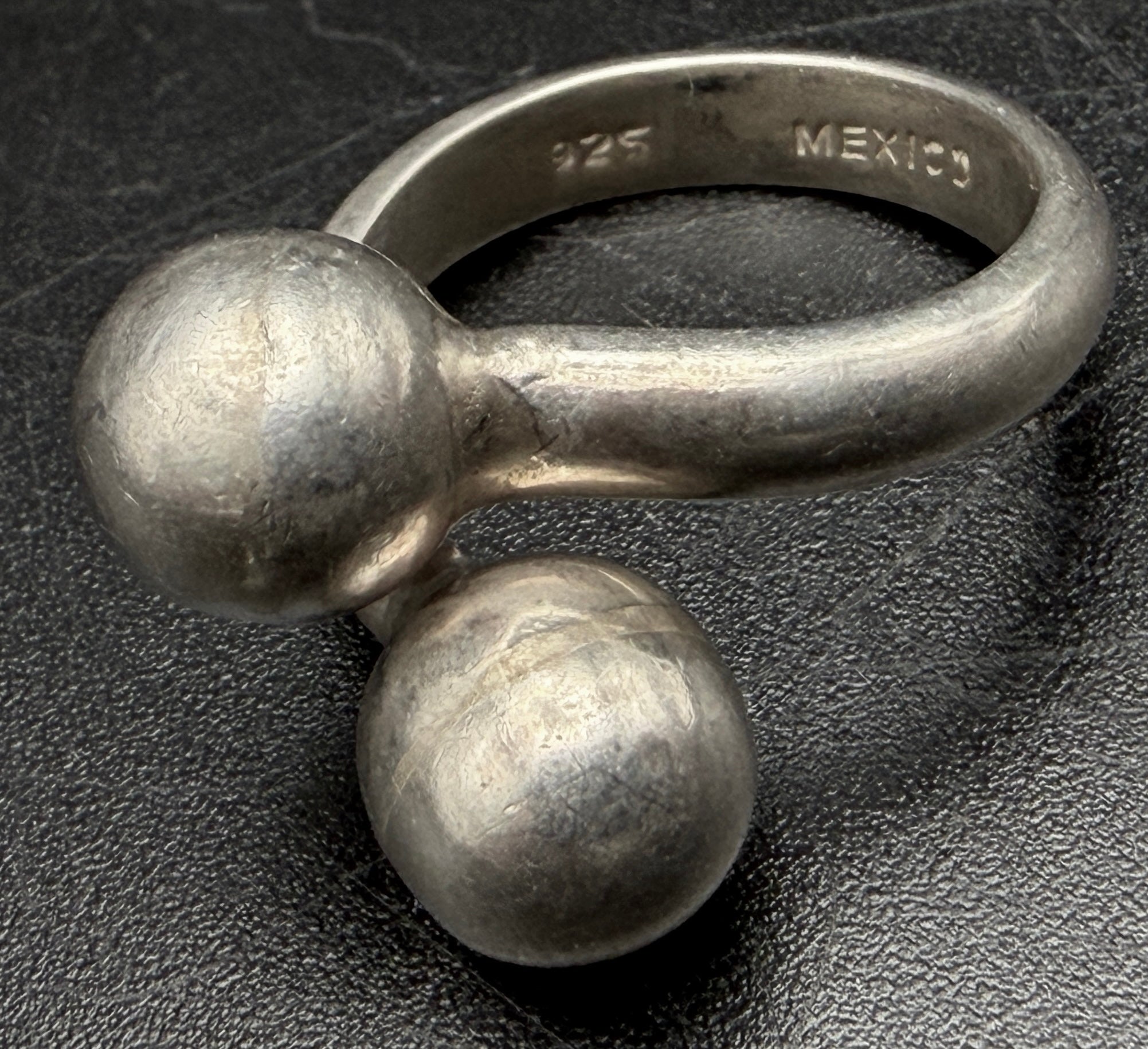 Vintage Handmade Sterling Silver Mexican Bypass Band - Size 5.5+