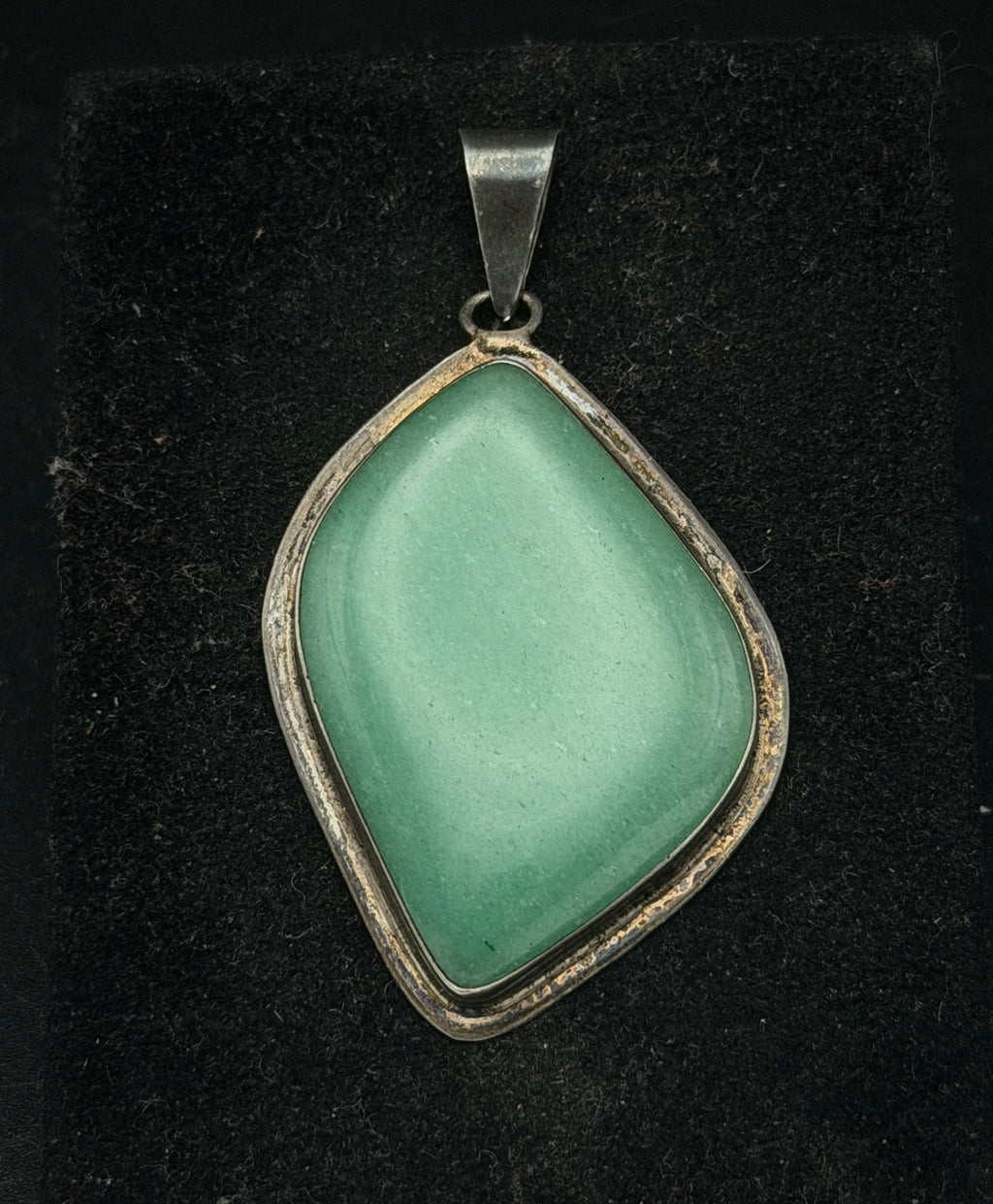Vintage Handmade 950 Silver with Aventurine Pendant