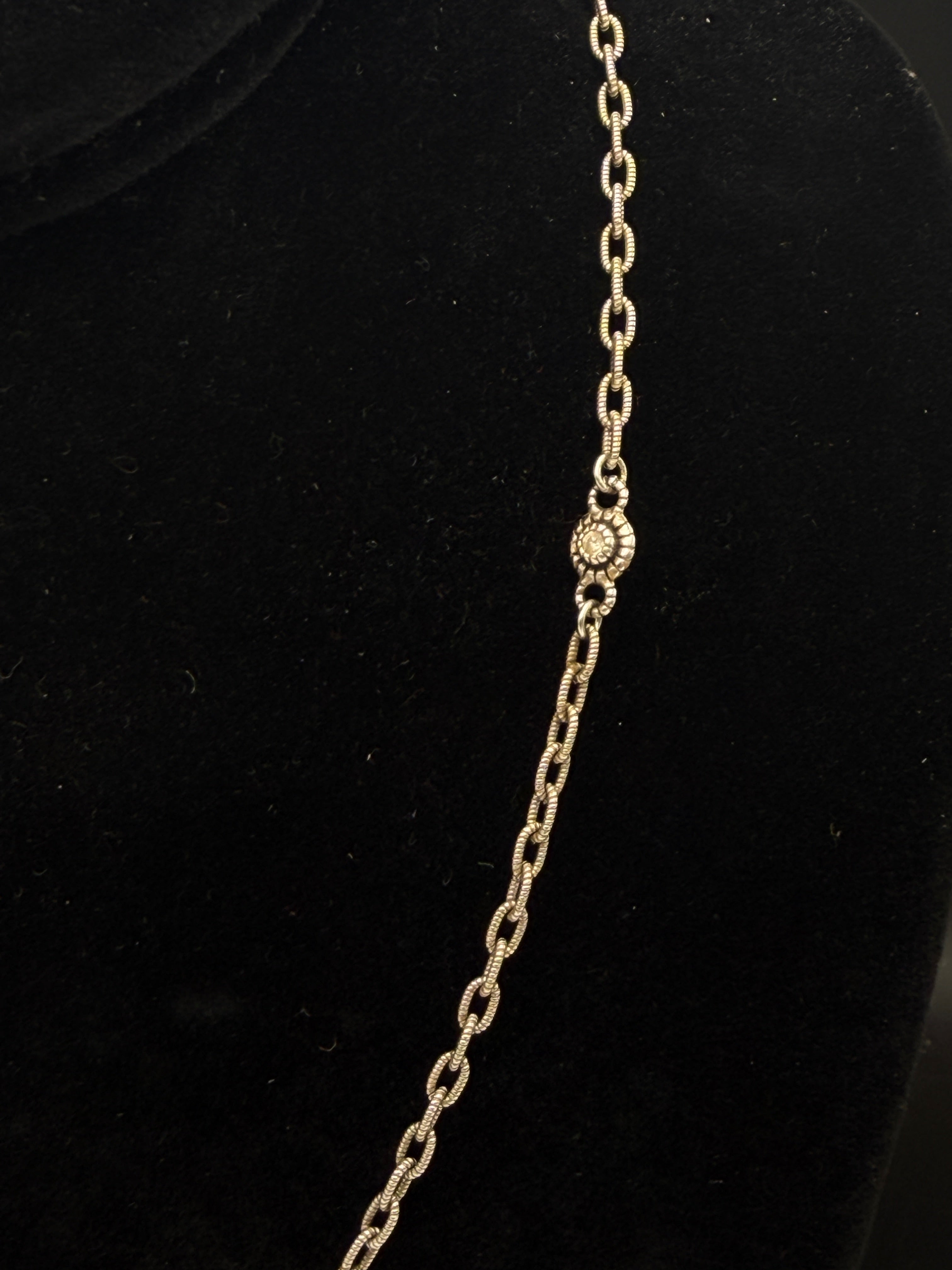 Judith Ripka - Vintage Sterling Silver Cubic Zirconia Station Chain Necklace - 18"