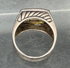 Vintage Handcrafted Sterling Silver Inlaid Pueblo "Storyteller" Ring - Size 10.75