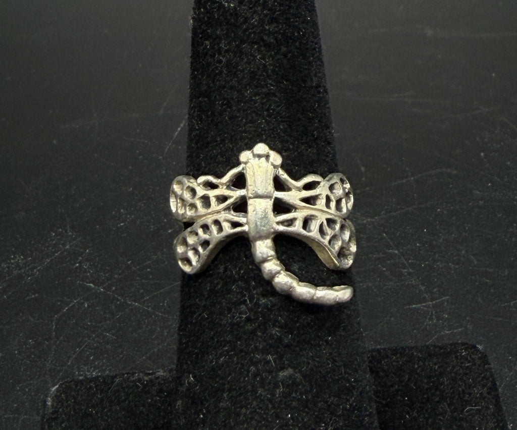 Vintage Sterling Silver Dragonfly Ring - Size 5.5+