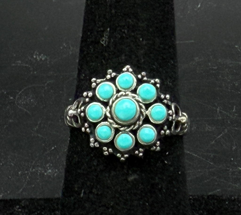 Vintage Sterling Silver Imitation Turquoise Ring - Size 6.5