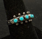 Vintage Handcrafted Snake Eye Turquoise Sterling Silver Band - Size 7.25