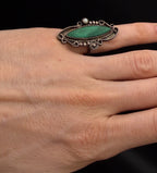 Vintage Malachite Sterling Silver Handmade Ring - Size 7