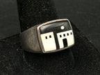 Vintage Handcrafted Sterling Silver Inlaid Pueblo "Storyteller" Ring - Size 10.75