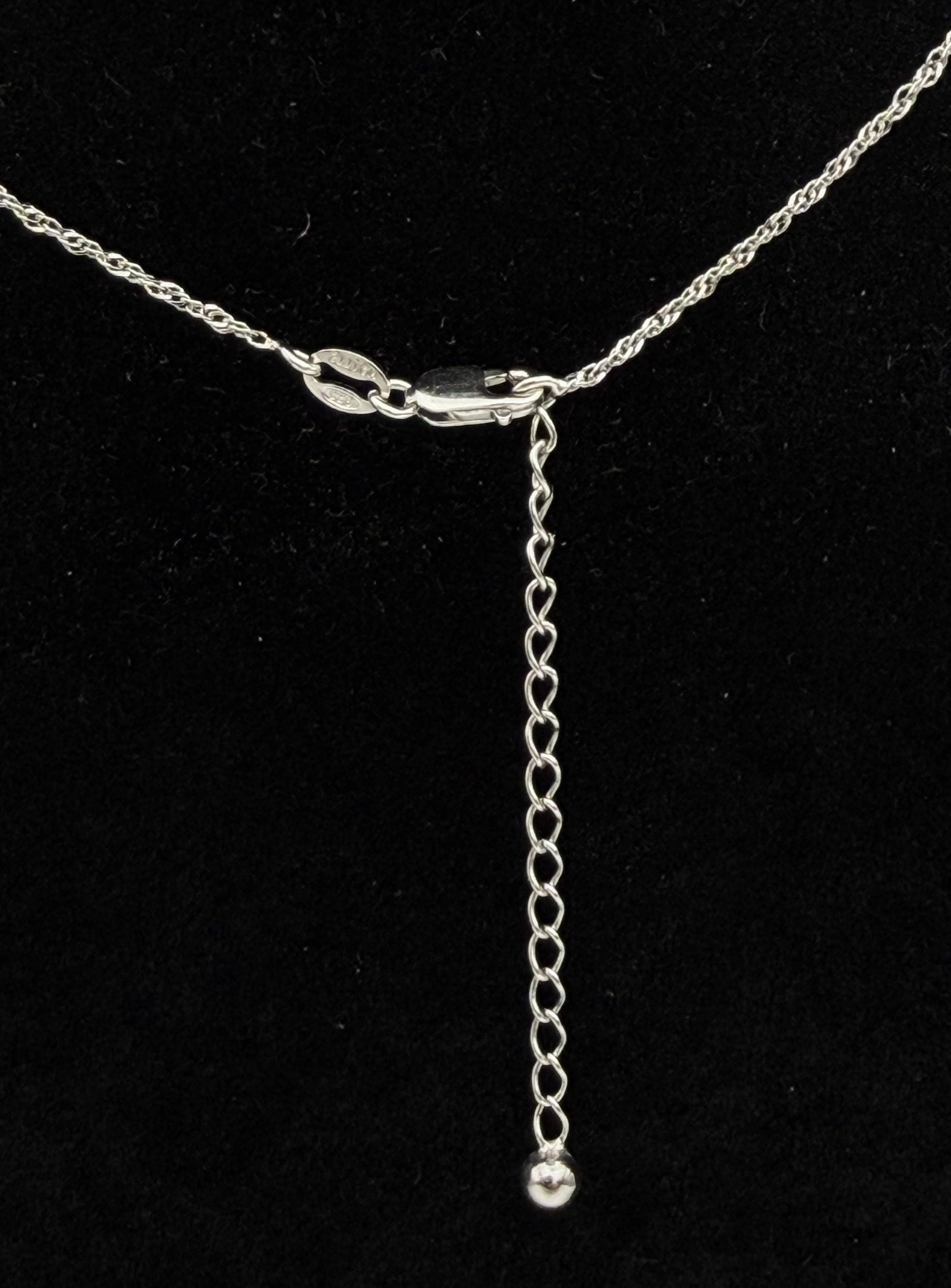 Vintage Tahitian Pearl and Zircon Pendant Sterling Silver Chain Necklace