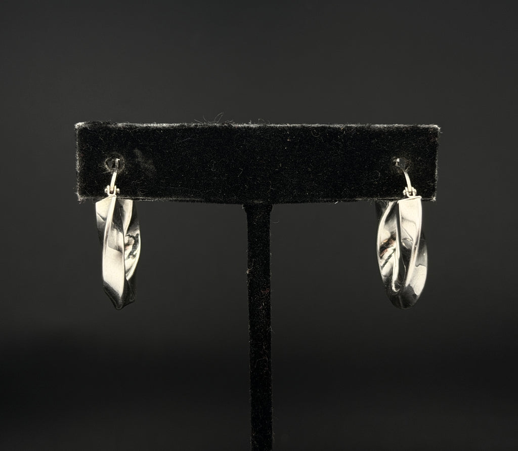 Vintage Twisted Hoop Sterling Silver Earrings