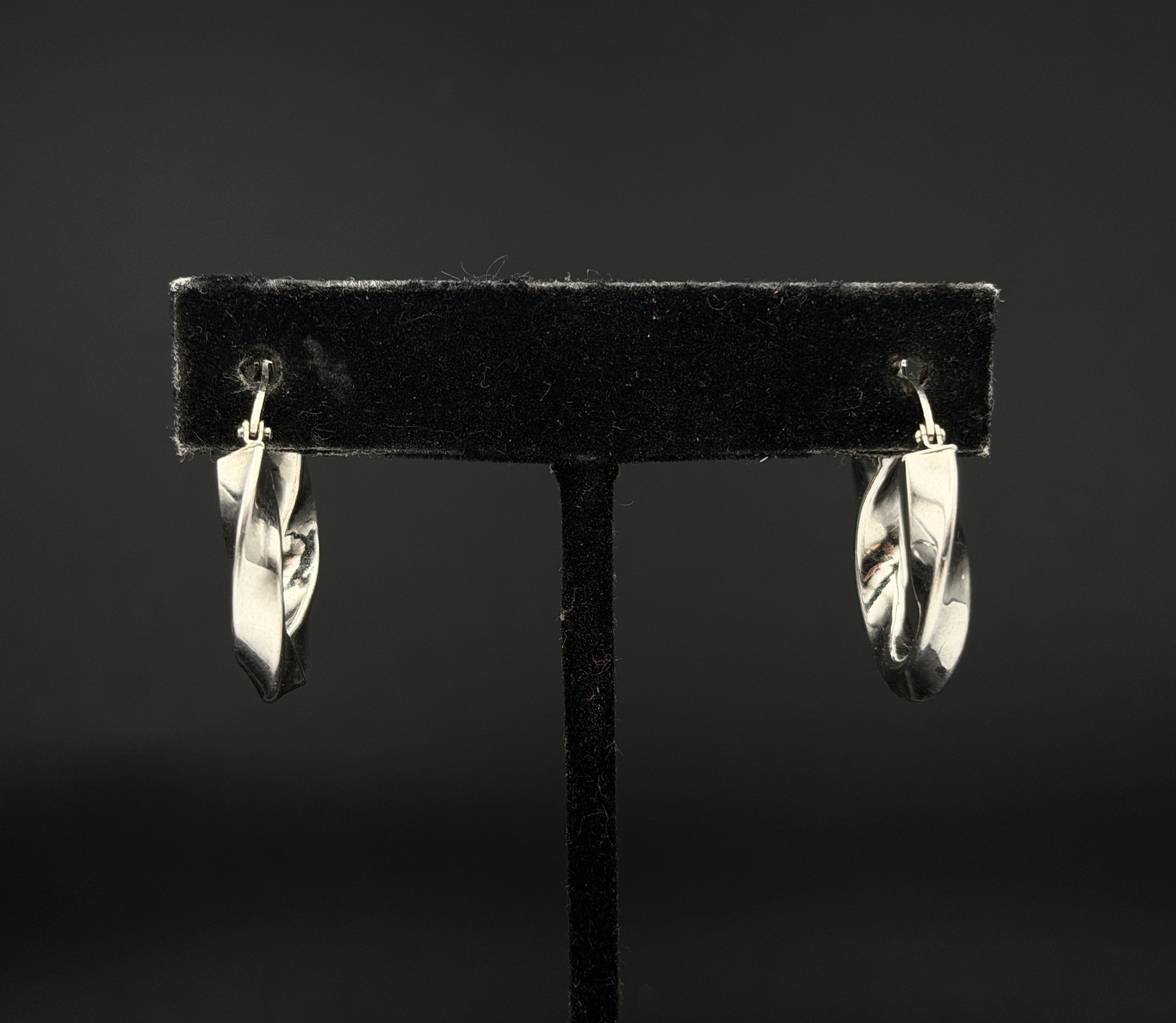Vintage Twisted Hoop Sterling Silver Earrings