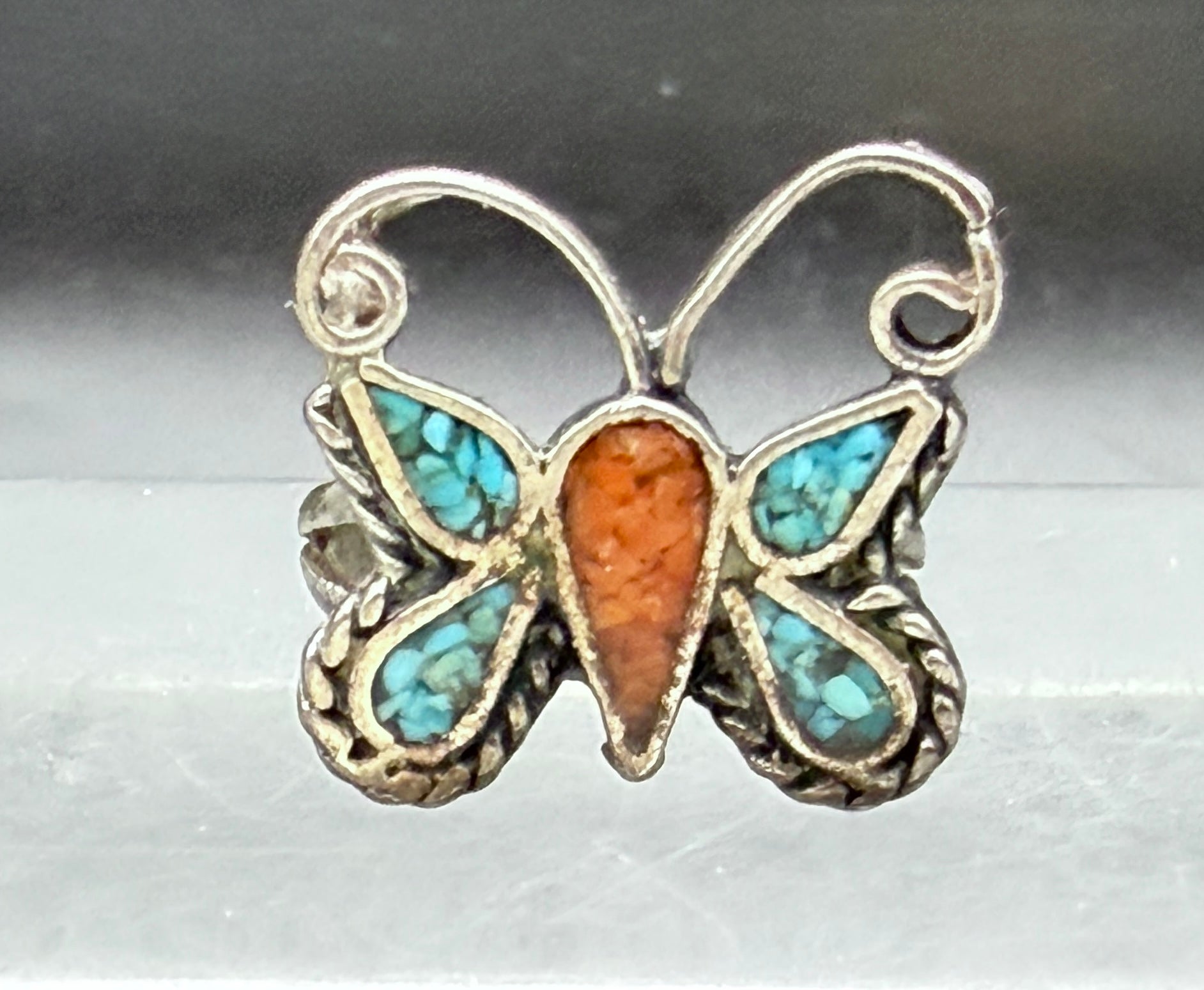 Vintage Handmade Butterfly Sterling Silver Ring - Size 5