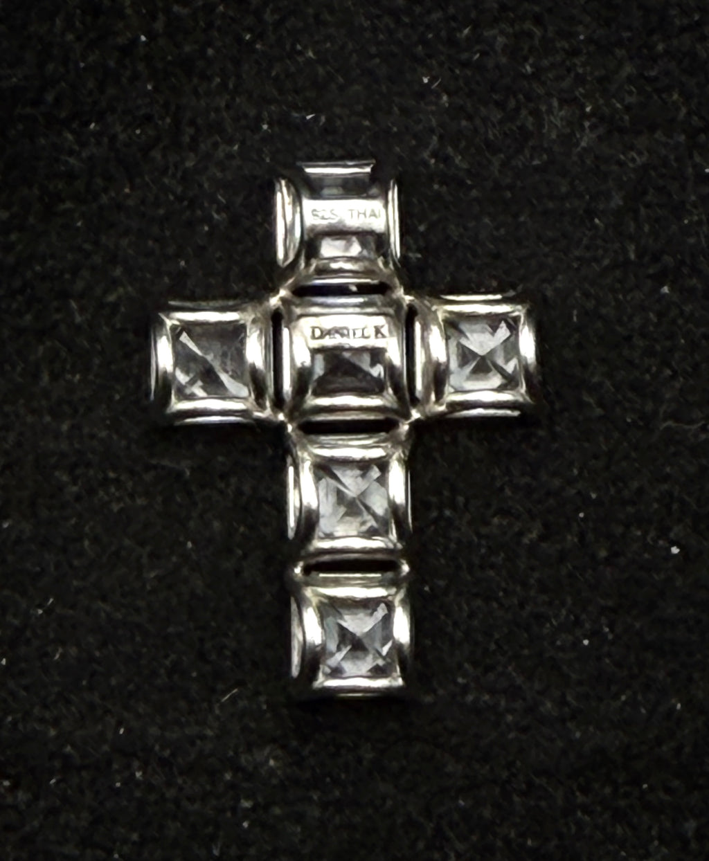 Daniel K - Vintage Asscher Cut CZ Sterling Silver Cross Pendant