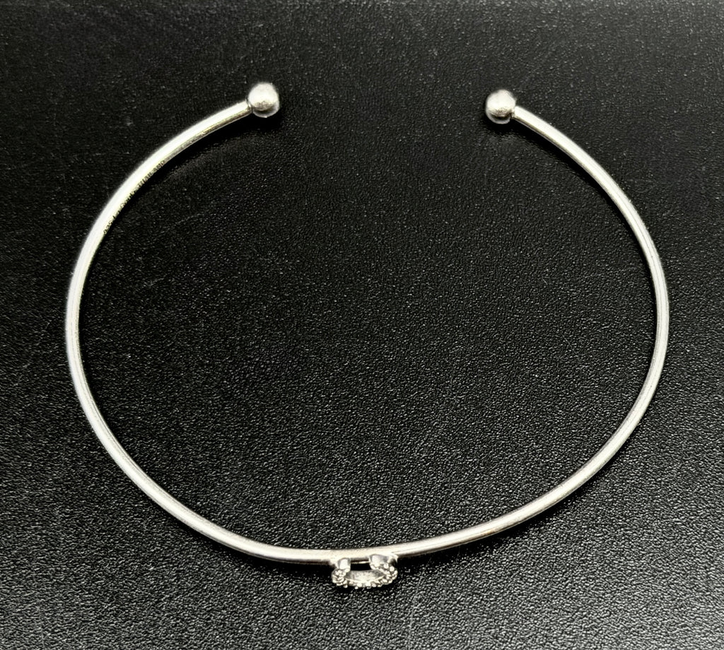 La Soula - Vintage Sterling Silver and Diamonds Horseshoe Cuff Bracelet