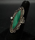Vintage Malachite Sterling Silver Handmade Ring - Size 7
