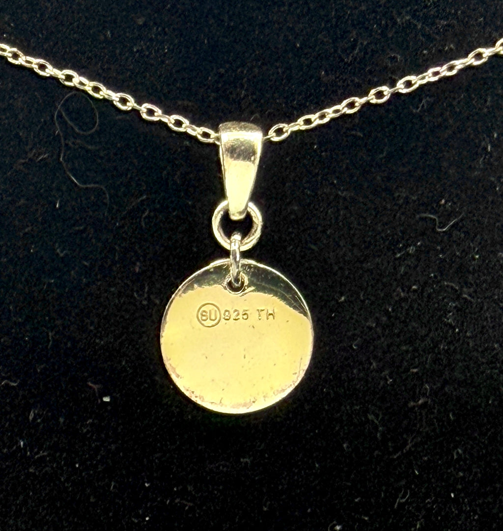 Vintage "Dream, Smile, Laugh" Gold Tone Pendant Sterling Silver Pendant Chain Necklace - 18"
