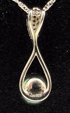 Vintage Tahitian Pearl and Zircon Pendant Sterling Silver Chain Necklace