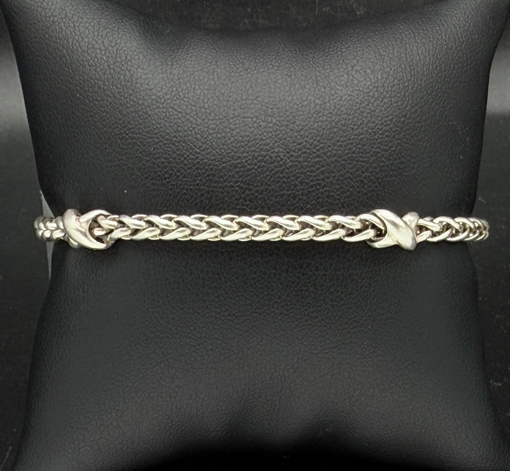 Vintage Italian Sterling Silver Wheat Link Bracelet - 7.25"