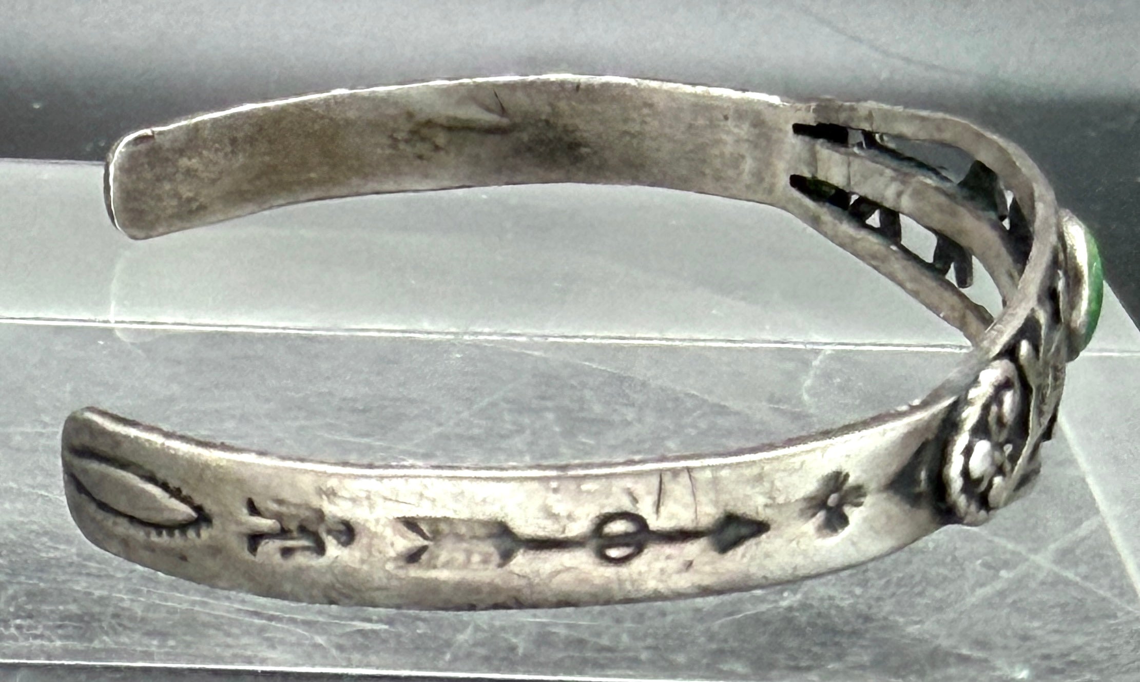 Vintage Handmade Turquoise Sterling Silver Cuff Horse Bracelet