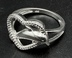 Vintage Sterling Silver Dolphin Heart Ring - Size 6.75