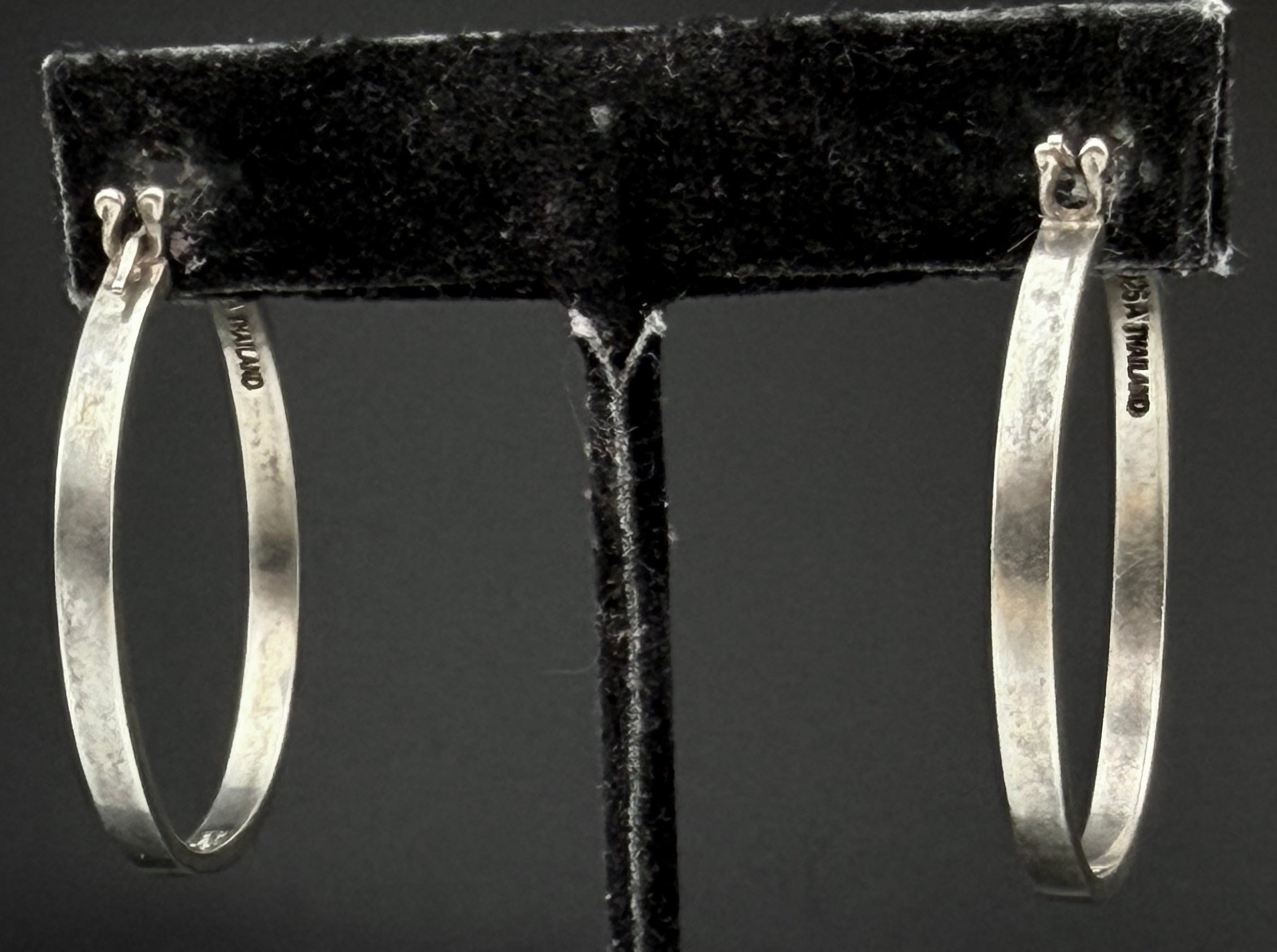 Vintage Sterling Silver and Marcasite Hoop Earrings
