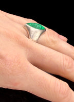 Vintage Arisan Sterling Silver Imitation Malachite Ring - Size 9.5