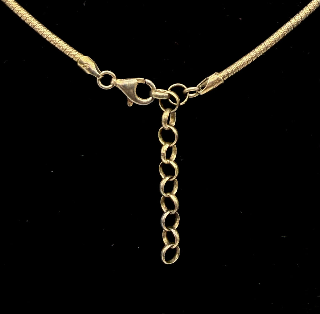 Veronese - Vintage Italian Gold Tone Sterling Silver Snake Link Necklace - 17.25 + 2"
