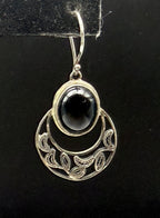 Vintage Sterling Silver Black Onyx Handcrafted Dangle Earrings