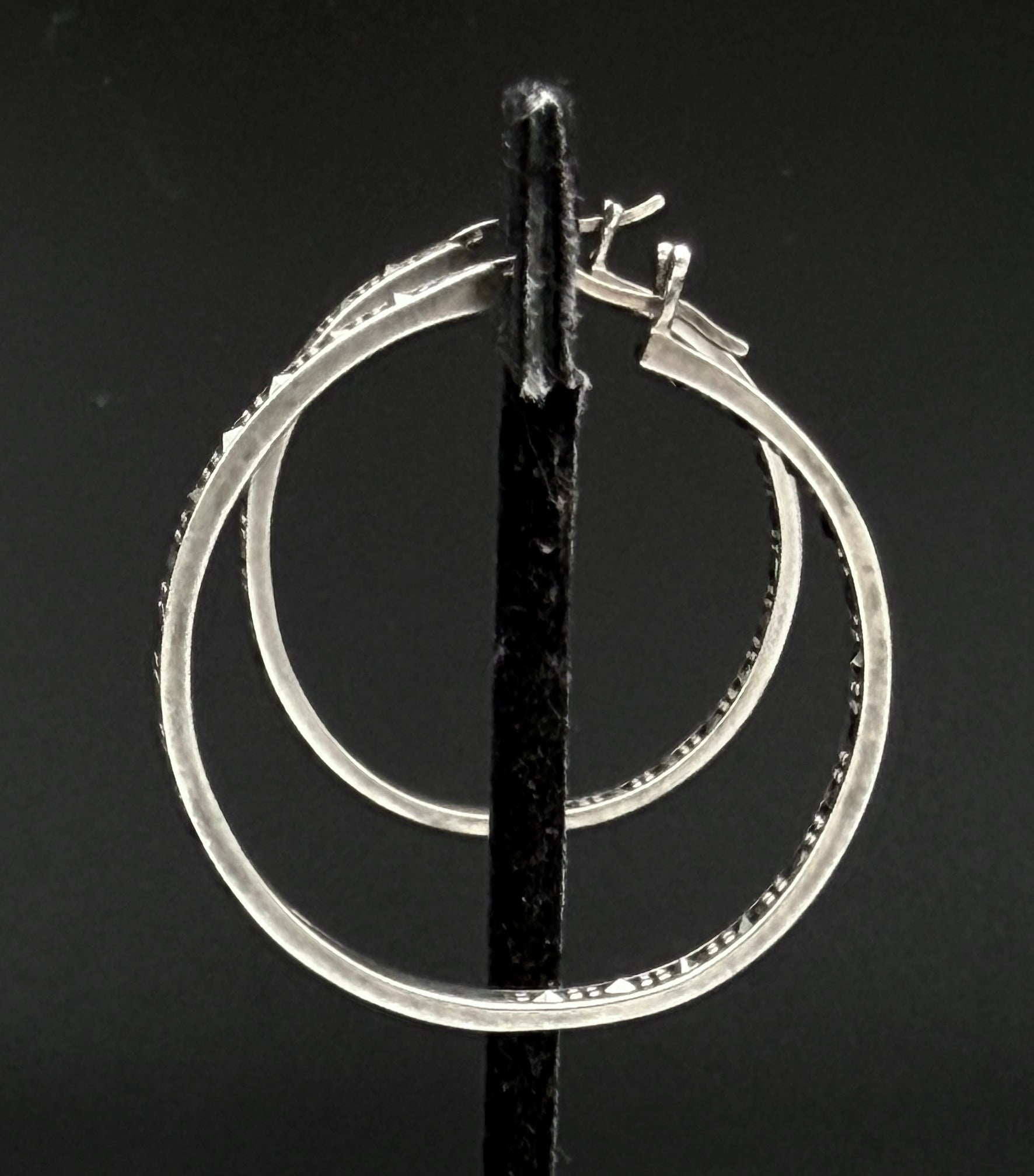 Vintage Sterling Silver and Marcasite Hoop Earrings
