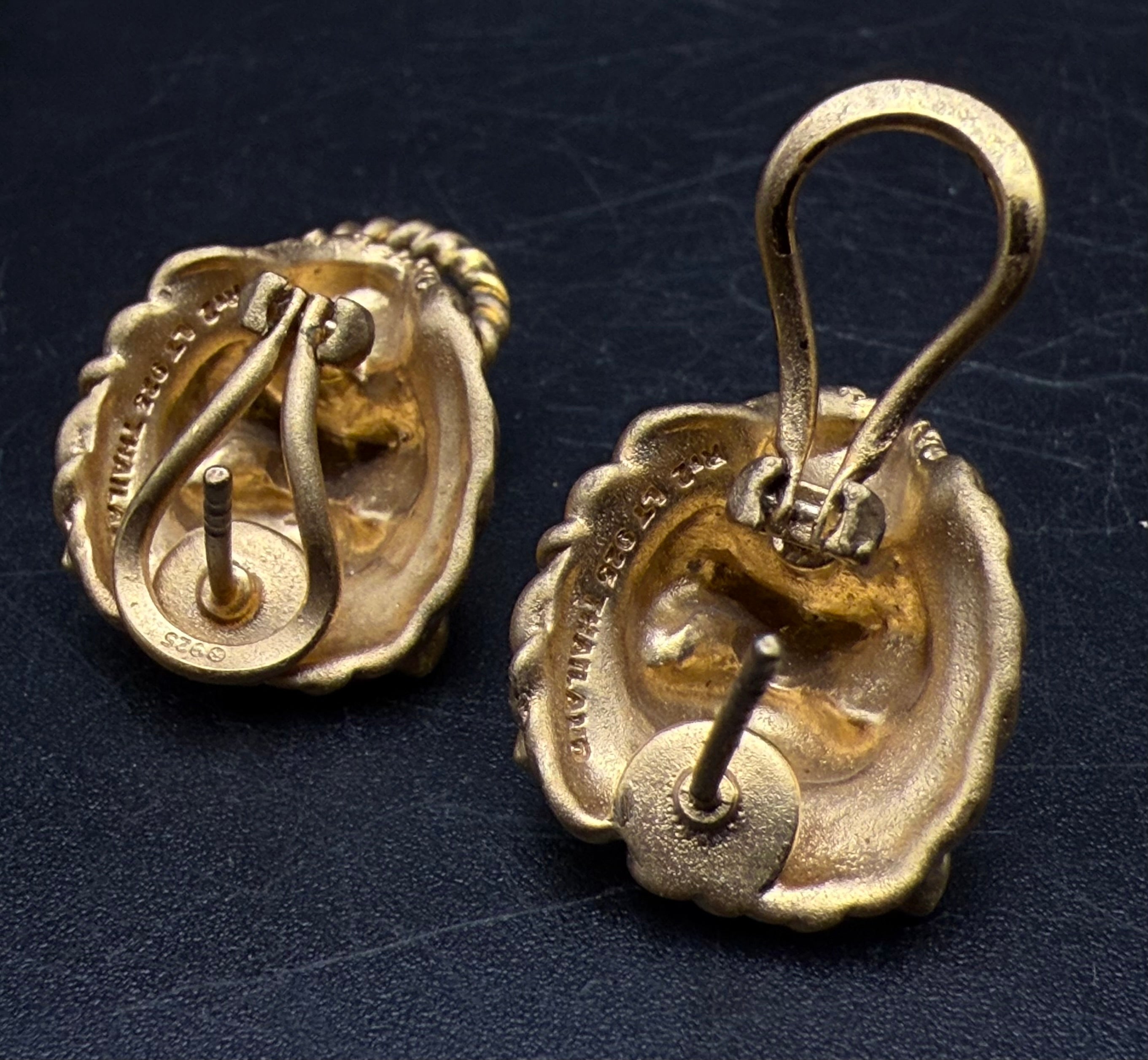 Vintage Gold Tone Sterling Silver Lion's Head Knockers Earrings