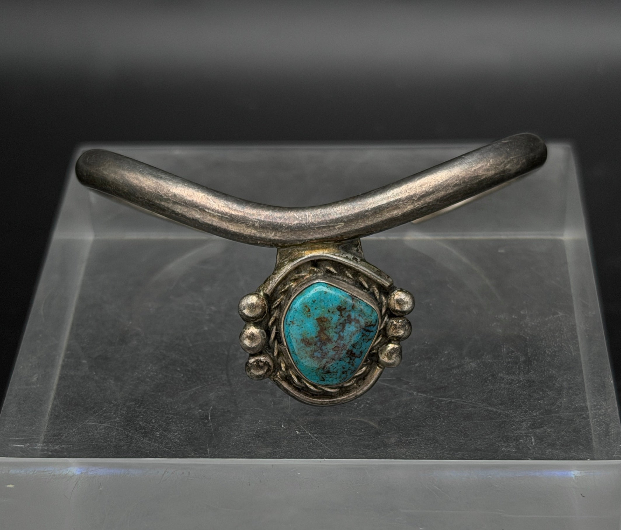Vintage Handmade Turquoise Sterling Silver Cuff Bracelet