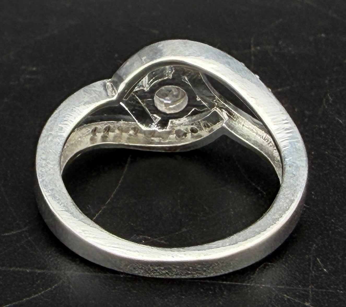 Vintage Sterling Silver Crystals Ring - Size 6.5