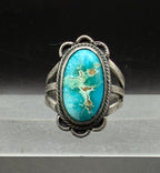 Vintage Handmade Turquoise Sterling Silver Ring - Size 7.25