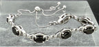 Vintage Black Diamond Sterling Silver Lariat Bracelet