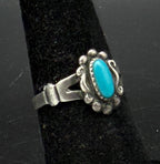 Vintage Southwestern Style Turquoise Sterling Silver Ring - Size 5