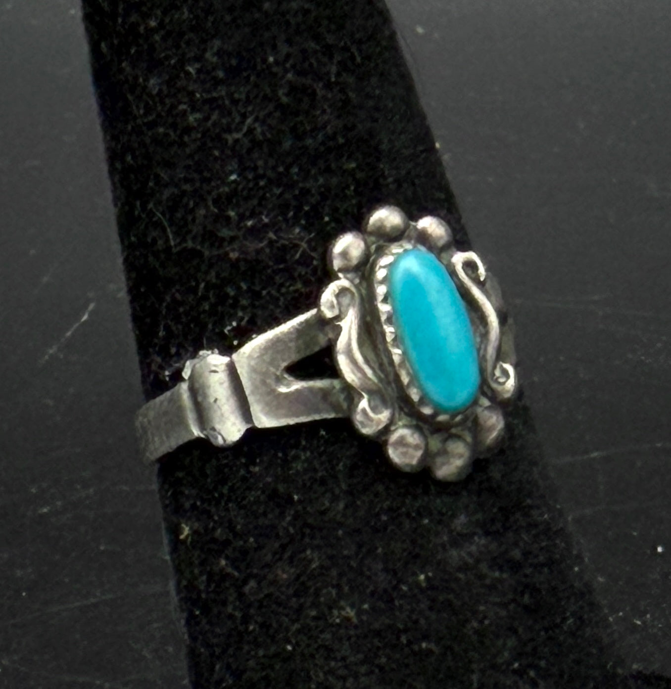 Vintage Southwestern Style Turquoise Sterling Silver Ring - Size 5