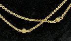 Judith Ripka- Vintage Gold Tone Sterling Silver CZ Station Chain Necklace - 35.5"