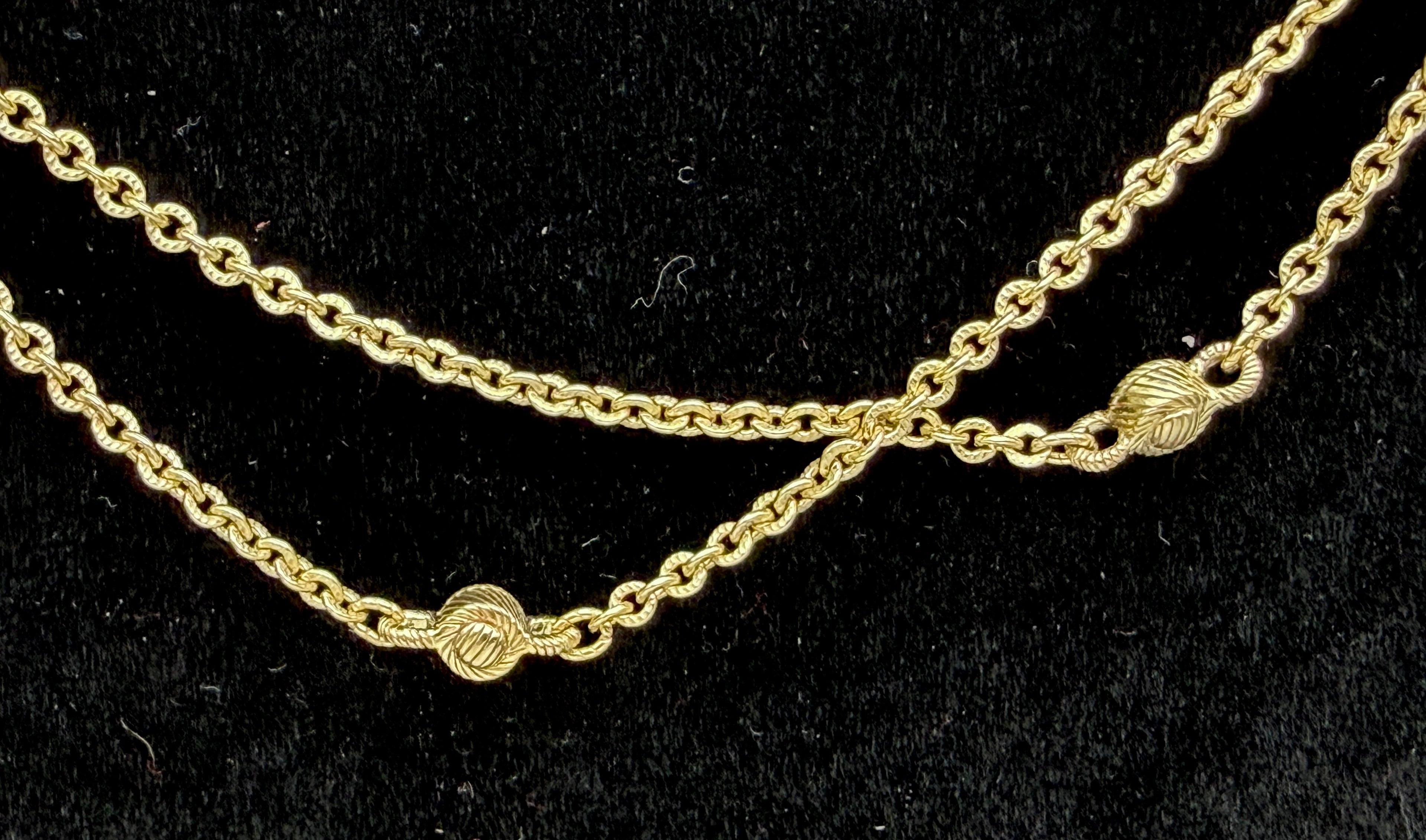 Judith Ripka- Vintage Gold Tone Sterling Silver CZ Station Chain Necklace - 35.5"