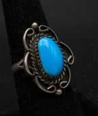 Vintage Handmade Turquoise Sterling Silver Ring - Size 6.5